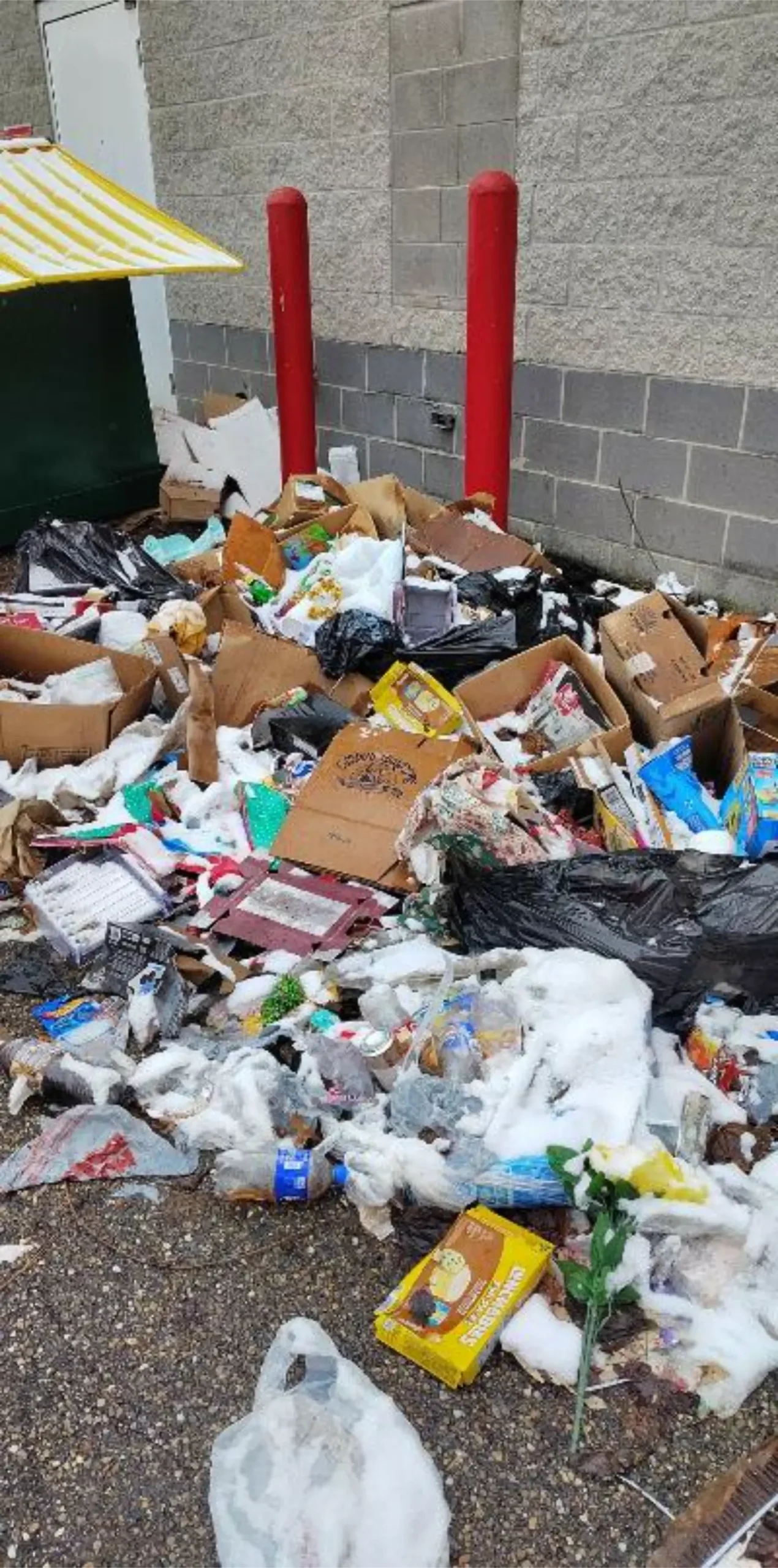 "Commercial junk removal of retail fixtures and packaging waste for a store renovation